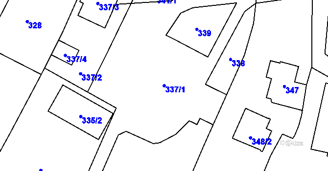 Parcela st. 337/1 v KÚ Koblov, Katastrální mapa
