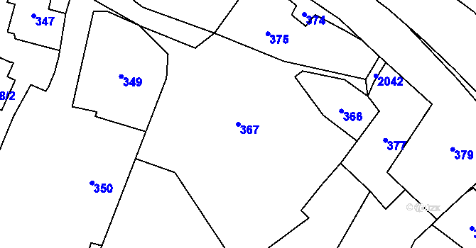 Parcela st. 367 v KÚ Koblov, Katastrální mapa