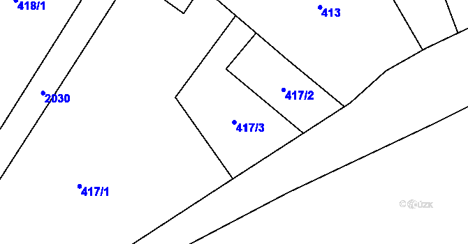 Parcela st. 417/3 v KÚ Koblov, Katastrální mapa