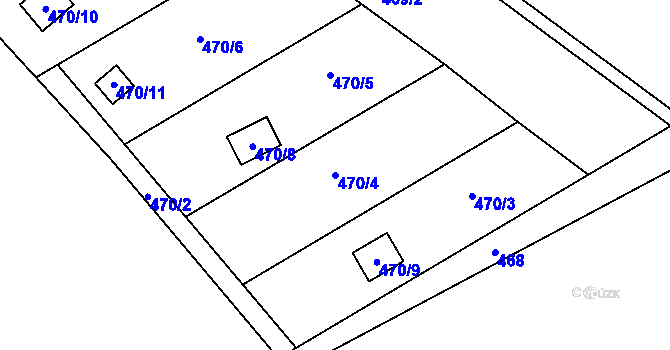 Parcela st. 470/4 v KÚ Koblov, Katastrální mapa