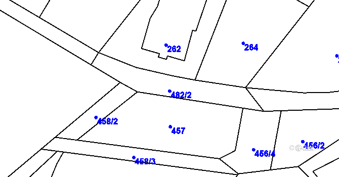 Parcela st. 482 v KÚ Koblov, Katastrální mapa