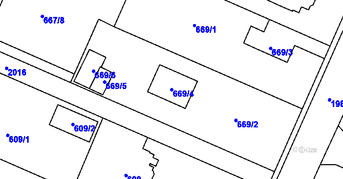 Parcela st. 669/4 v KÚ Koblov, Katastrální mapa