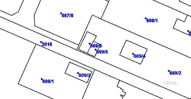 Parcela st. 669/5 v KÚ Koblov, Katastrální mapa