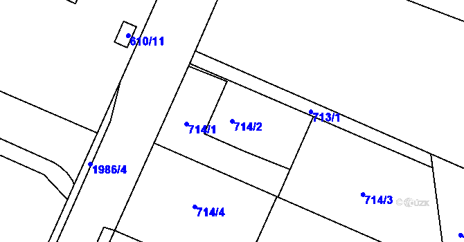 Parcela st. 714/2 v KÚ Koblov, Katastrální mapa