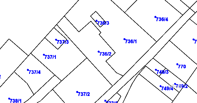 Parcela st. 736/2 v KÚ Koblov, Katastrální mapa