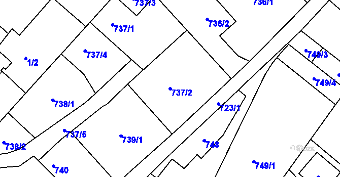 Parcela st. 737/2 v KÚ Koblov, Katastrální mapa
