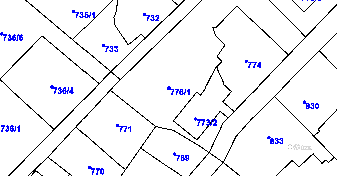Parcela st. 776/1 v KÚ Koblov, Katastrální mapa