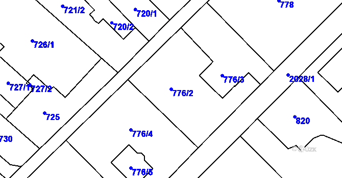 Parcela st. 776/2 v KÚ Koblov, Katastrální mapa