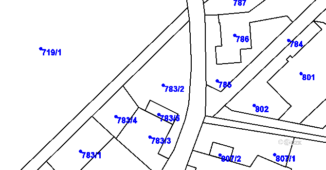 Parcela st. 783/2 v KÚ Koblov, Katastrální mapa