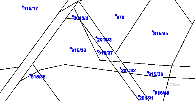 Parcela st. 915/37 v KÚ Koblov, Katastrální mapa