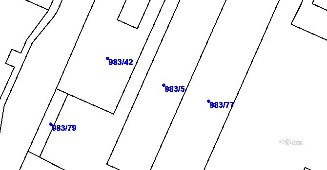 Parcela st. 983/5 v KÚ Koblov, Katastrální mapa