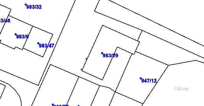 Parcela st. 983/29 v KÚ Koblov, Katastrální mapa