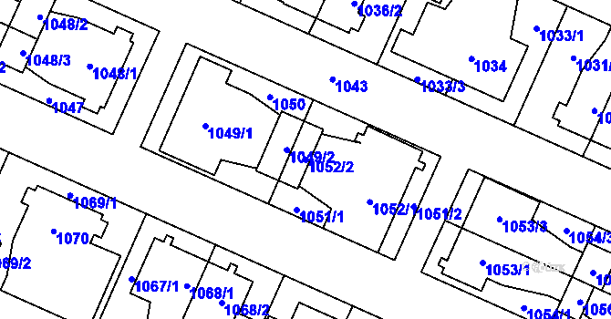 Parcela st. 1052/2 v KÚ Koblov, Katastrální mapa