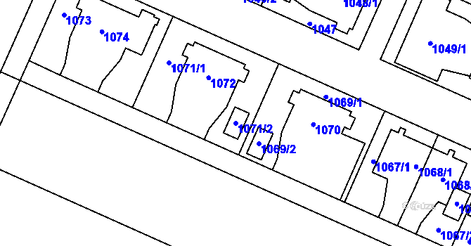 Parcela st. 1071/2 v KÚ Koblov, Katastrální mapa
