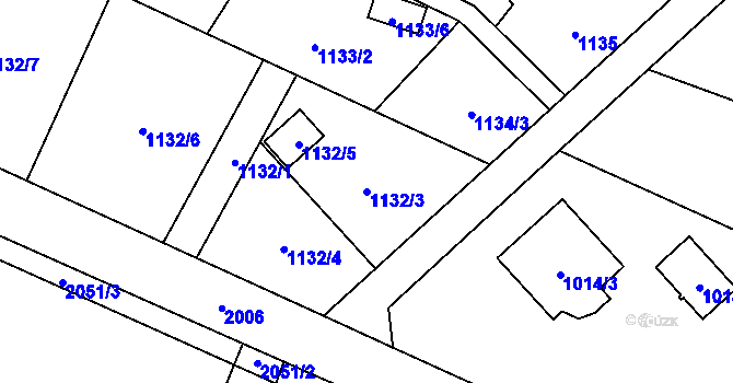 Parcela st. 1132/3 v KÚ Koblov, Katastrální mapa