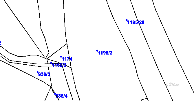 Parcela st. 1195/2 v KÚ Koblov, Katastrální mapa