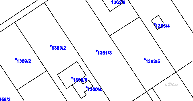 Parcela st. 1361/3 v KÚ Koblov, Katastrální mapa