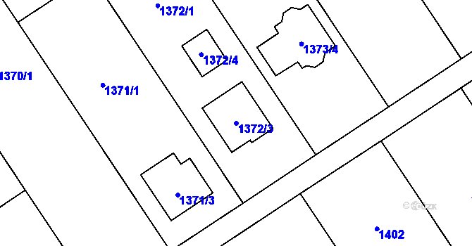 Parcela st. 1372/3 v KÚ Koblov, Katastrální mapa