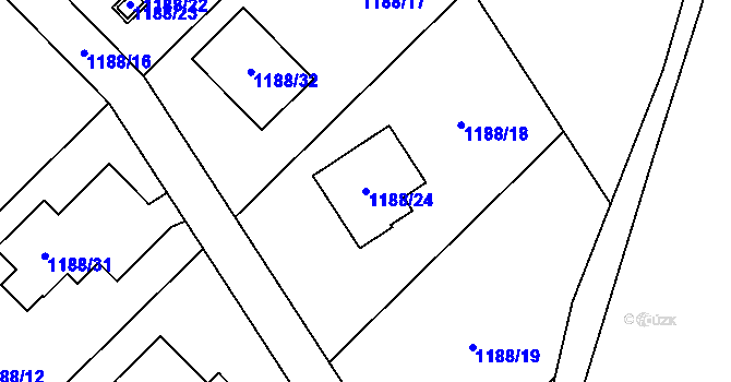 Parcela st. 1188/24 v KÚ Koblov, Katastrální mapa