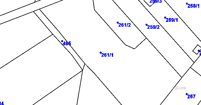 Parcela st. 261/1 v KÚ Koblov, Katastrální mapa