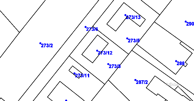 Parcela st. 273/12 v KÚ Koblov, Katastrální mapa