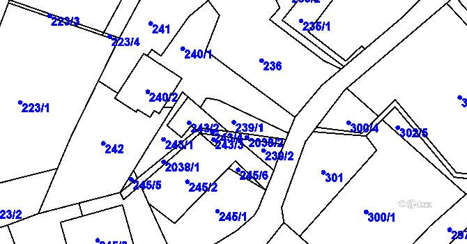 Parcela st. 239/1 v KÚ Koblov, Katastrální mapa