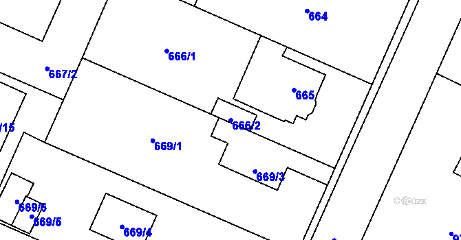 Parcela st. 666/2 v KÚ Koblov, Katastrální mapa