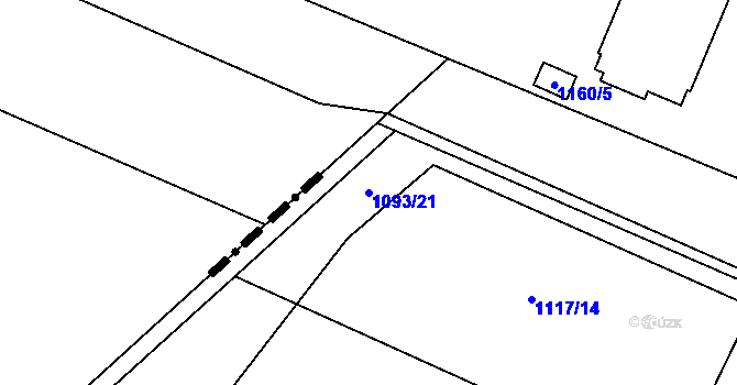 Parcela st. 1093/21 v KÚ Koblov, Katastrální mapa