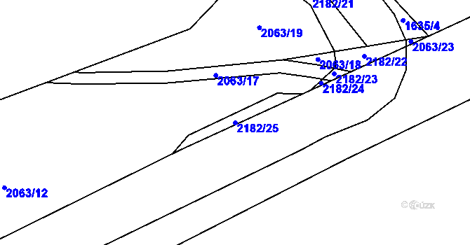 Parcela st. 2182/25 v KÚ Koblov, Katastrální mapa