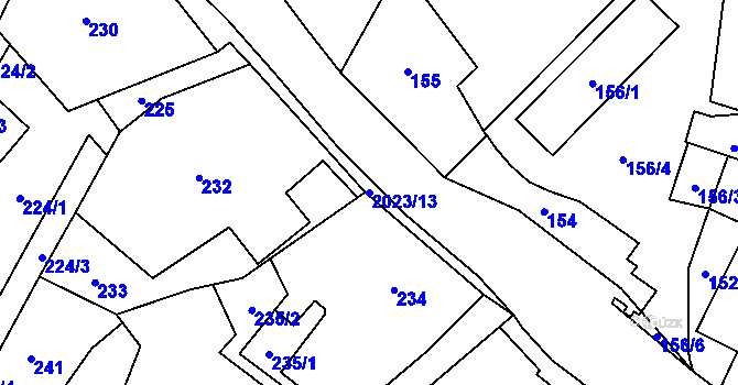 Parcela st. 2023/13 v KÚ Koblov, Katastrální mapa