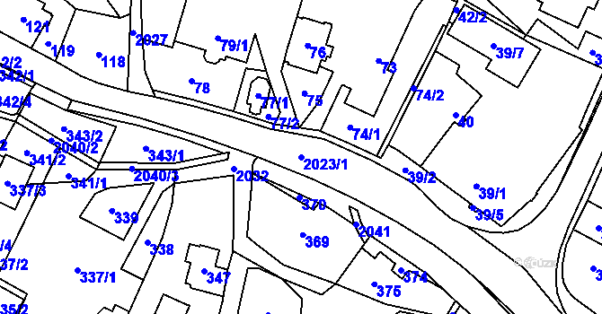 Parcela st. 2023/1 v KÚ Koblov, Katastrální mapa