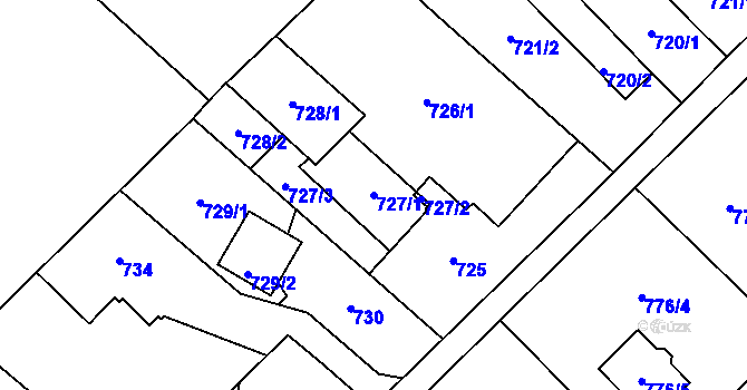 Parcela st. 727/1 v KÚ Koblov, Katastrální mapa