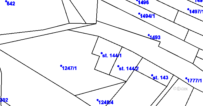 Parcela st. 144/1 v KÚ Koburk, Katastrální mapa