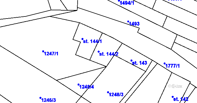 Parcela st. 144/2 v KÚ Koburk, Katastrální mapa