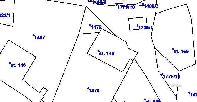 Parcela st. 149 v KÚ Koburk, Katastrální mapa