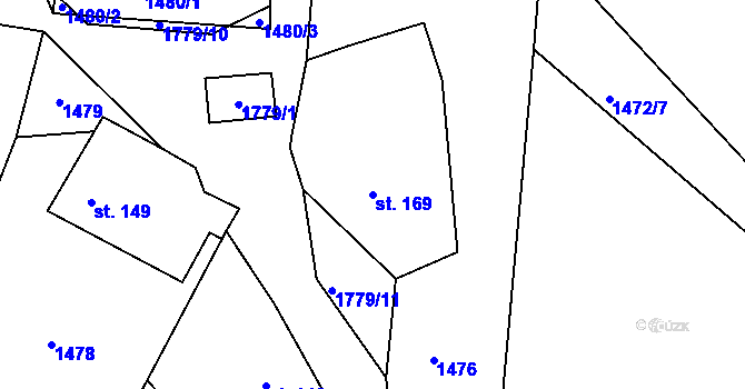 Parcela st. 169 v KÚ Koburk, Katastrální mapa
