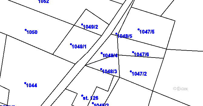 Parcela st. 1048/4 v KÚ Koburk, Katastrální mapa