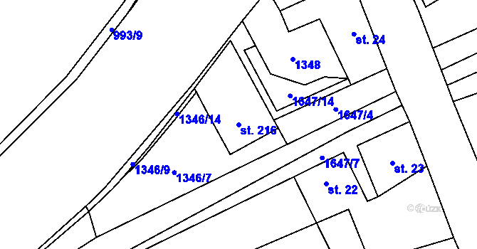Parcela st. 216 v KÚ Kobylá nad Vidnavkou, Katastrální mapa