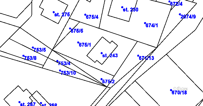 Parcela st. 243 v KÚ Kobylá nad Vidnavkou, Katastrální mapa