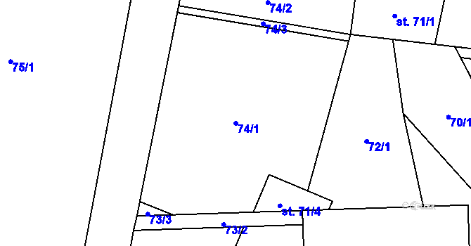 Parcela st. 74/1 v KÚ Kobylá nad Vidnavkou, Katastrální mapa