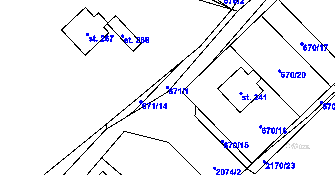Parcela st. 671/1 v KÚ Kobylá nad Vidnavkou, Katastrální mapa