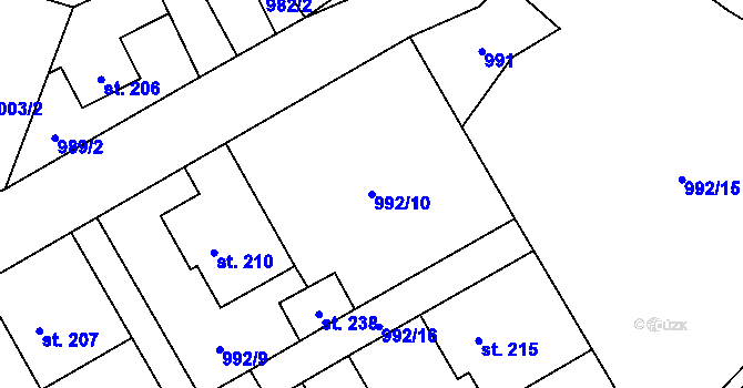 Parcela st. 992/10 v KÚ Kobylá nad Vidnavkou, Katastrální mapa