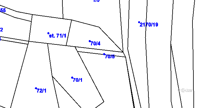 Parcela st. 70/5 v KÚ Kobylá nad Vidnavkou, Katastrální mapa
