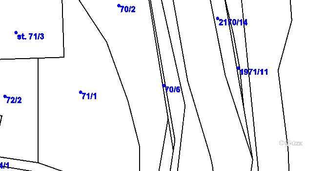 Parcela st. 70/6 v KÚ Kobylá nad Vidnavkou, Katastrální mapa
