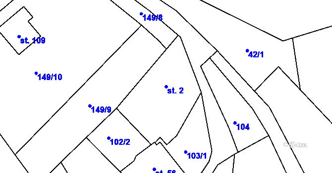 Parcela st. 2 v KÚ Kobylí, Katastrální mapa