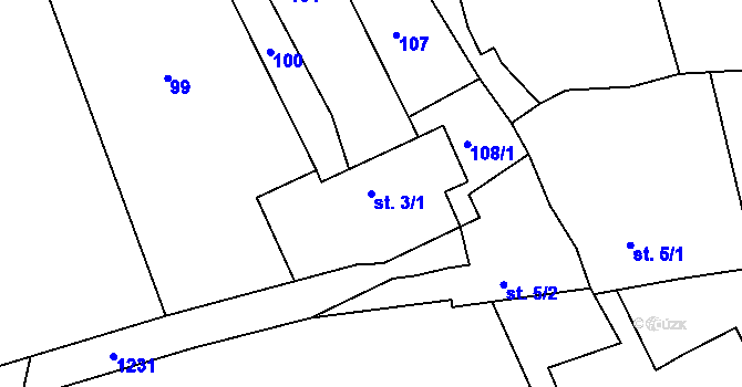 Parcela st. 3/1 v KÚ Kobylí, Katastrální mapa