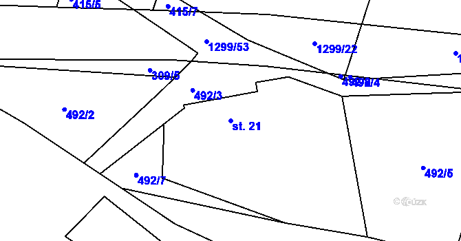 Parcela st. 21 v KÚ Kobylí, Katastrální mapa