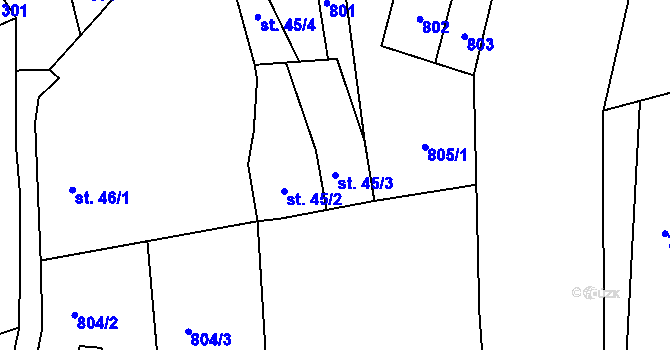 Parcela st. 45/3 v KÚ Kobylí, Katastrální mapa