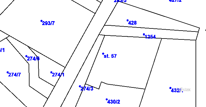 Parcela st. 57 v KÚ Kobylí, Katastrální mapa
