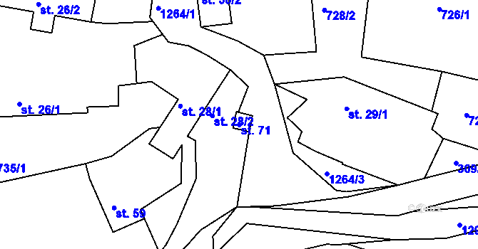 Parcela st. 71 v KÚ Kobylí, Katastrální mapa